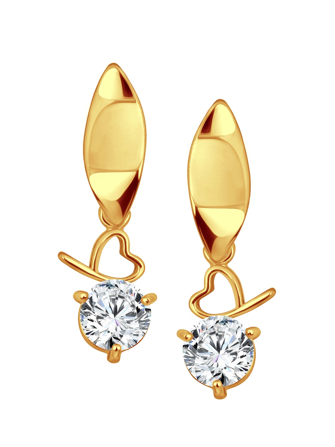

Vighnaharta Gold-Plated Cubic Zirconia-Studded Drop Earrings