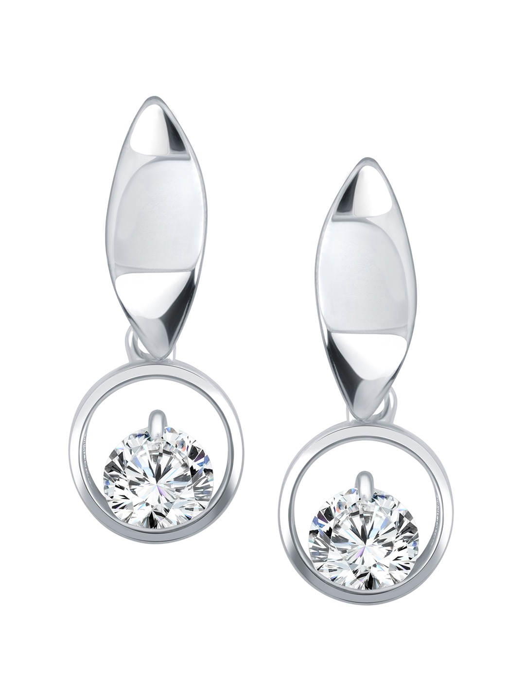 

Vighnaharta Rhodium-Plated Cubic Zirconia-Studded Drop Earrings, Silver