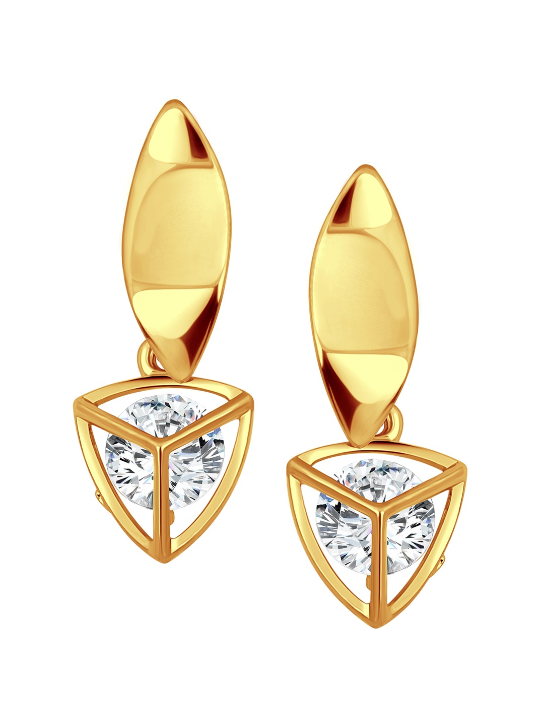 

Vighnaharta Gold-Plated Cubic Zirconia-Studded Drop Earrings