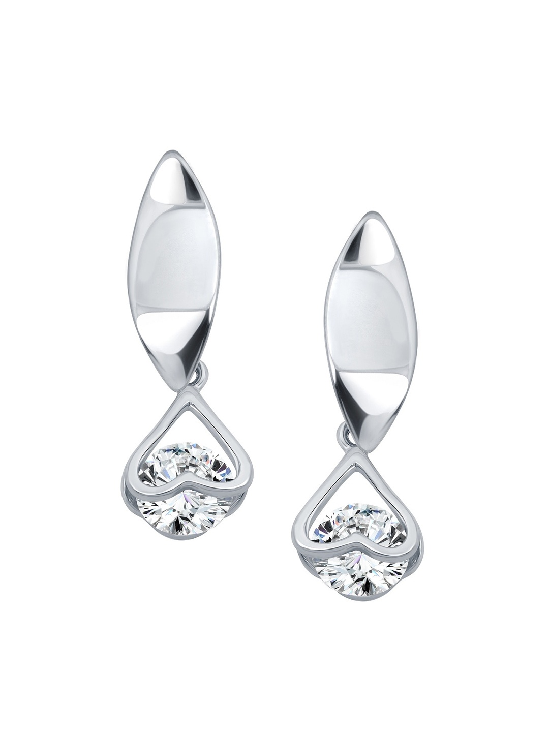 

Vighnaharta Rhodium-Plated Cubic Zirconia-Studded Drop Earrings, Silver