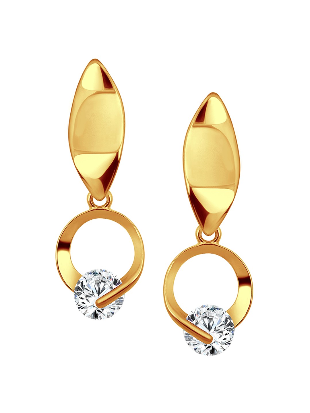 Vighnaharta Gold-Plated Cubic Zirconia Studded Drop Earrings