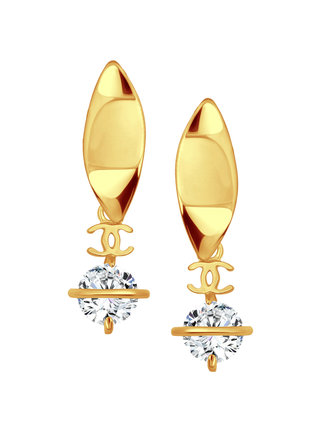 

Vighnaharta Gold-Plated Cubic Zirconia Studded Drop Earrings