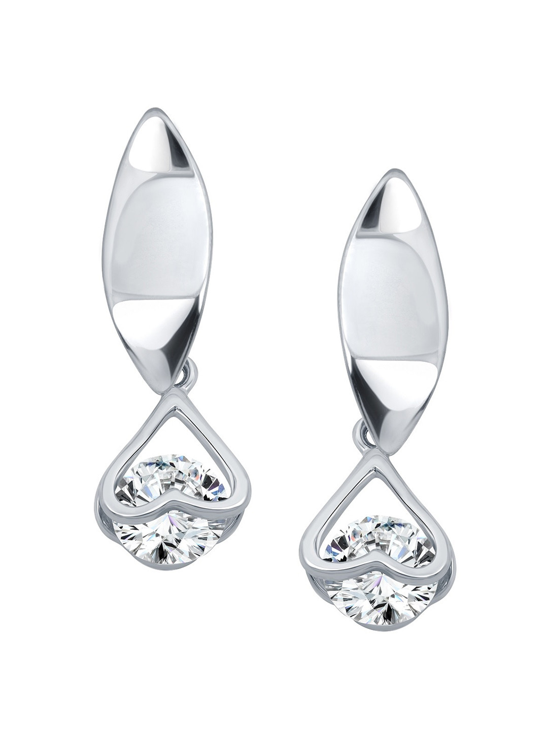 

Vighnaharta Rhodium-Plated Feather Shaped Drop Earrings, Silver