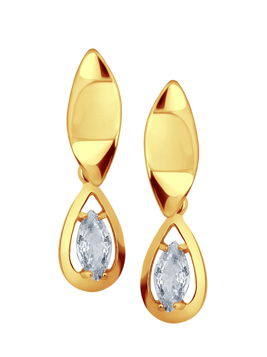 

Vighnaharta Gold-Plated Feather Shaped Drop Earrings
