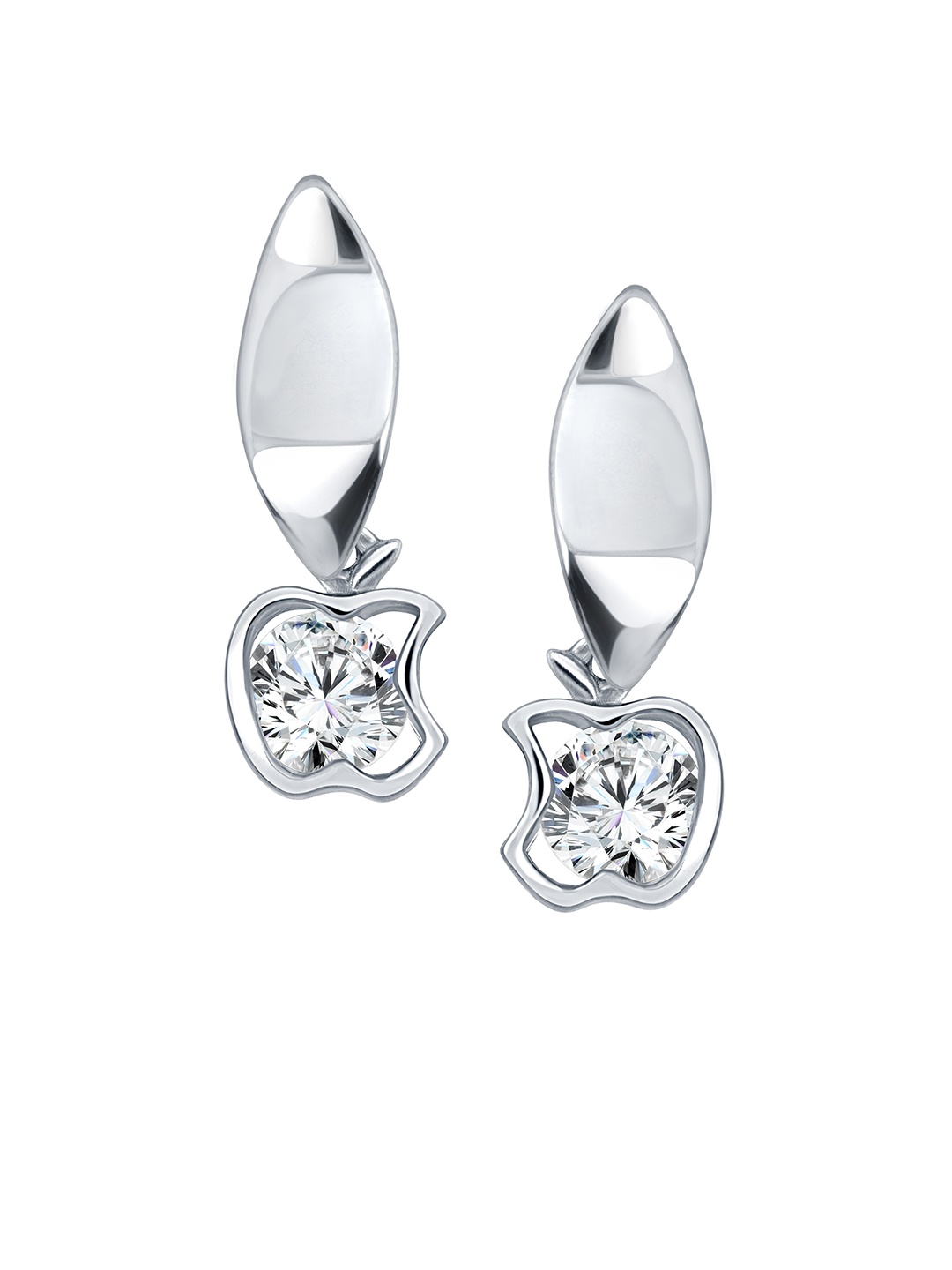 

Vighnaharta Silver-Plated Feather Shaped CZ Studded Drop Earrings