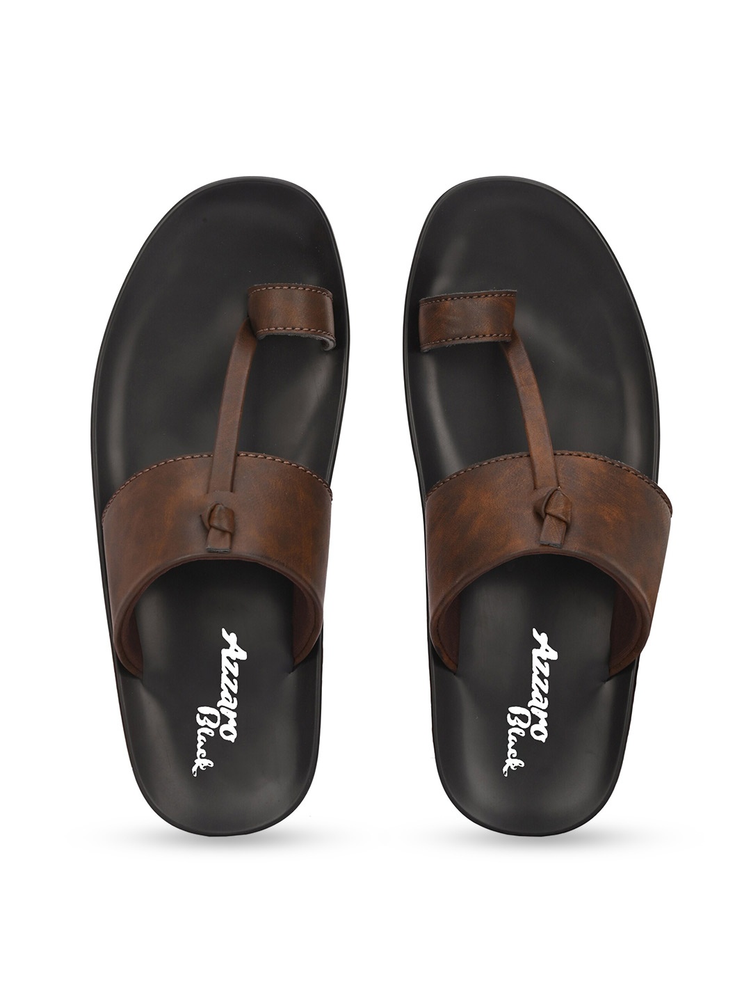 

Azzaro Black Men Textured Comfort Sandals, Brown