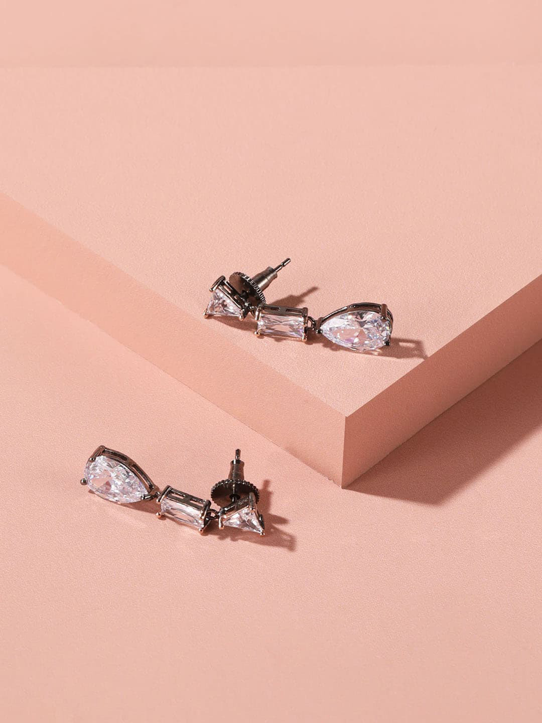 

XPNSV Cubic Zirconia-Studded Drop Earrings, Black