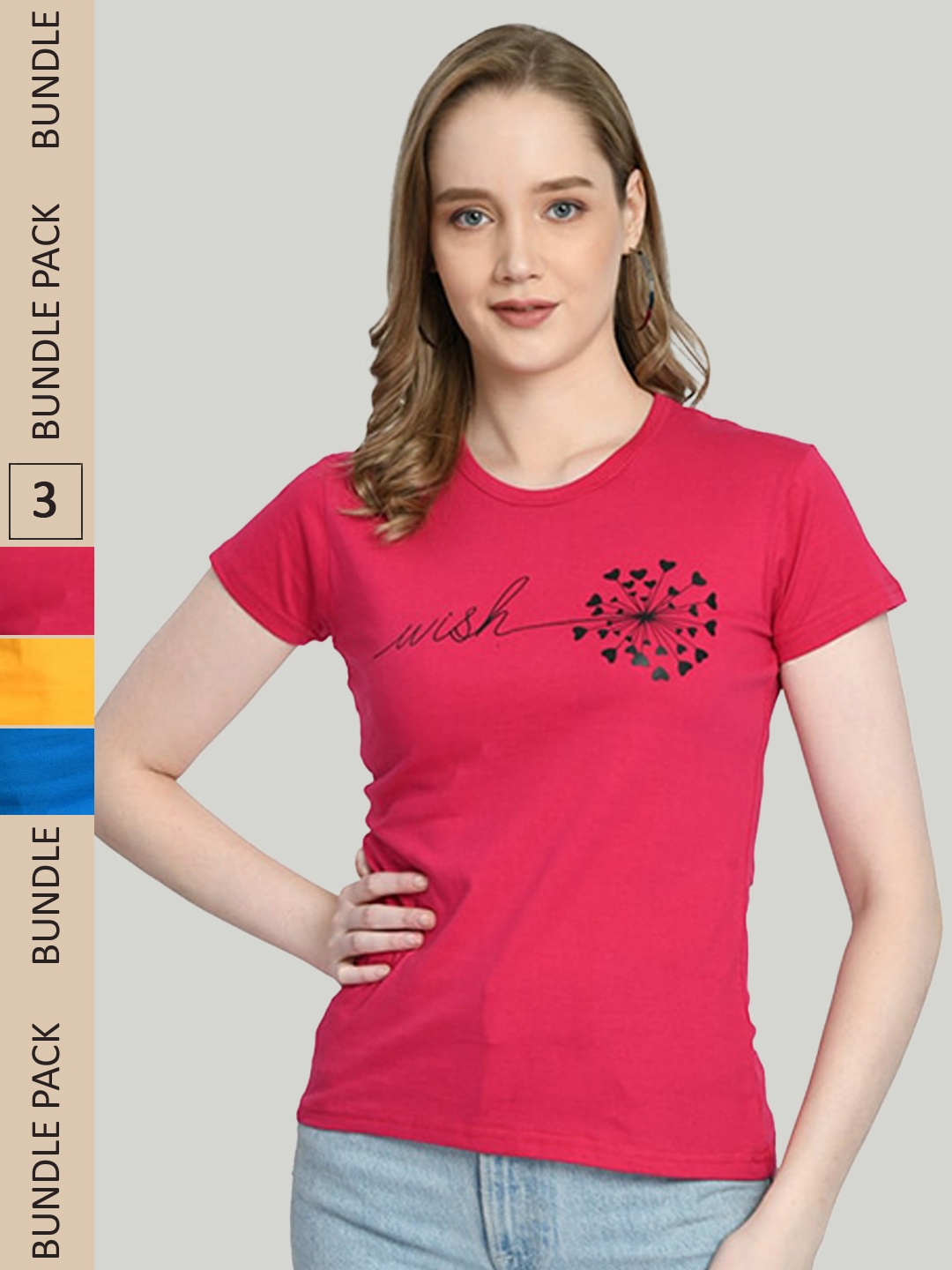 

IndiWeaves Pack Of 3 Typography Printed Pure Cotton T-shirt, Blue