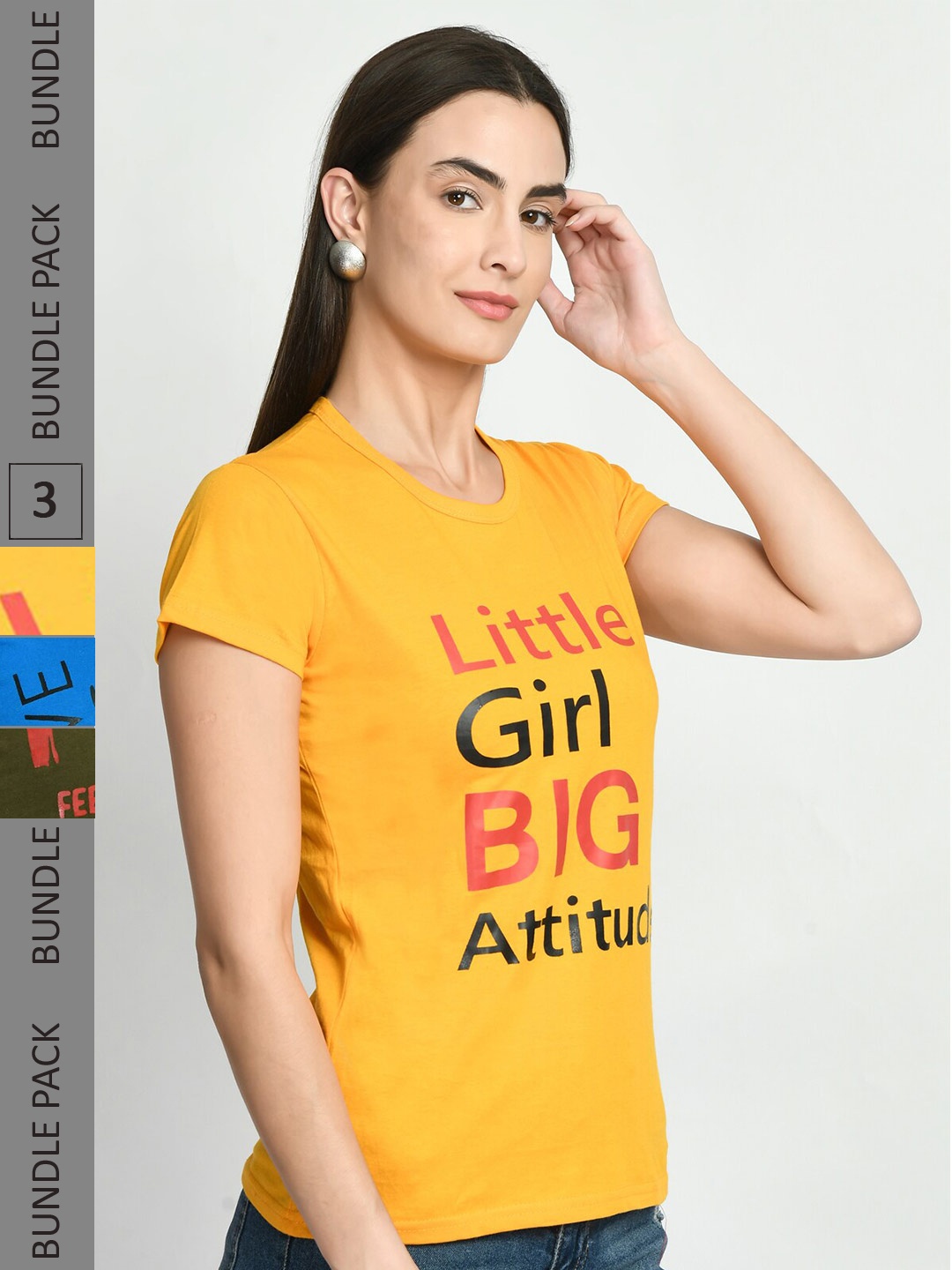 

IndiWeaves Pack Of 3 Typography Printed Pure Cotton T-shirts, Olive