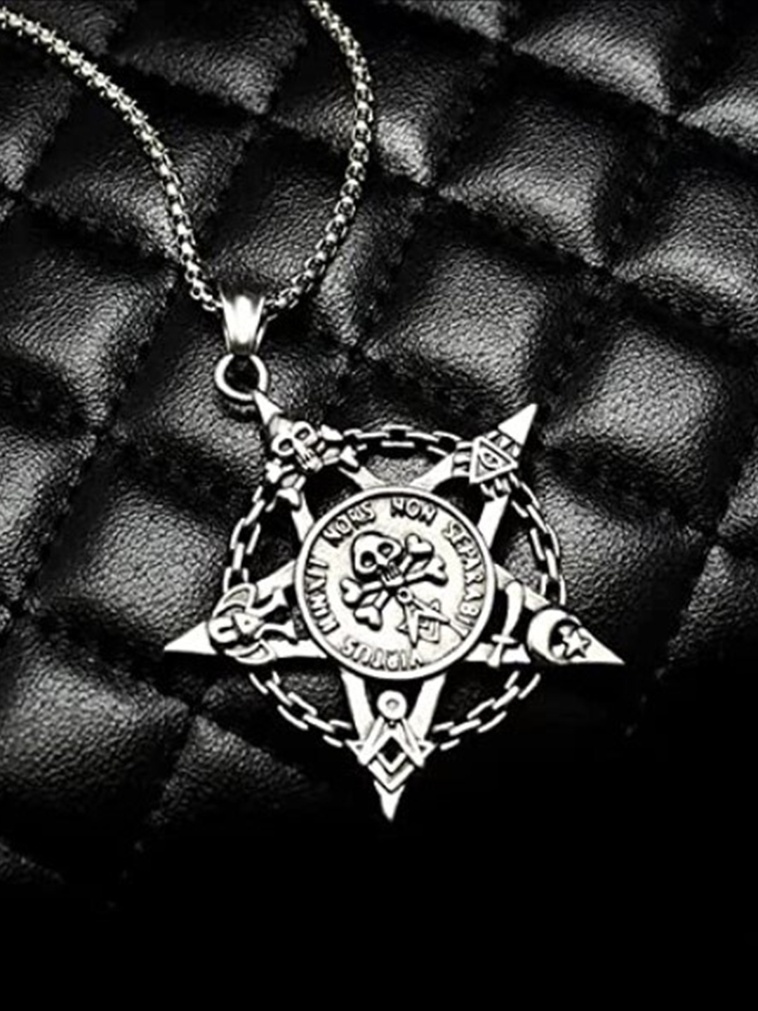 

VIEN Silver-Plated Star Pirate Skull Chain