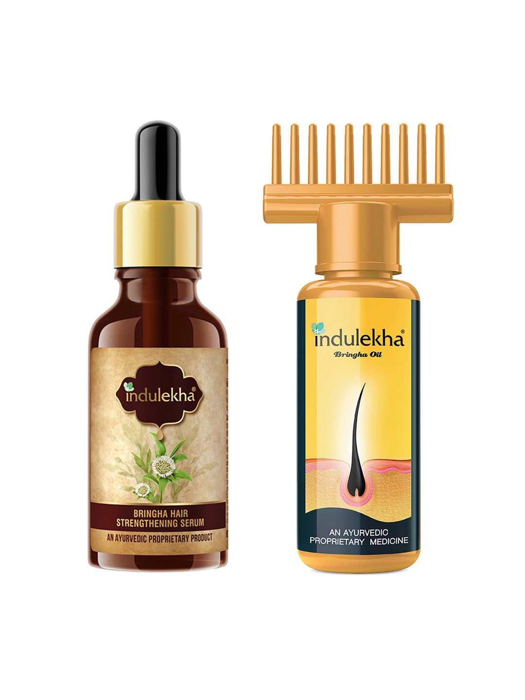 

indulekha Set of Bringha Hair Oil - 50 ml + Bringha Hair Strengthening Serum - 30 ml, Beige
