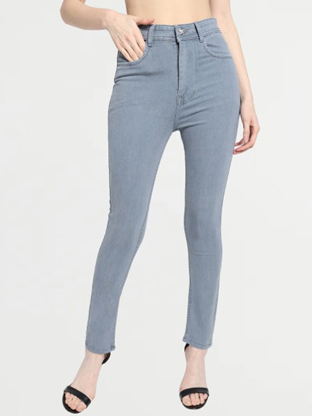 

TYFFYN Women Jean High-Rise Cotton Jeans, Grey