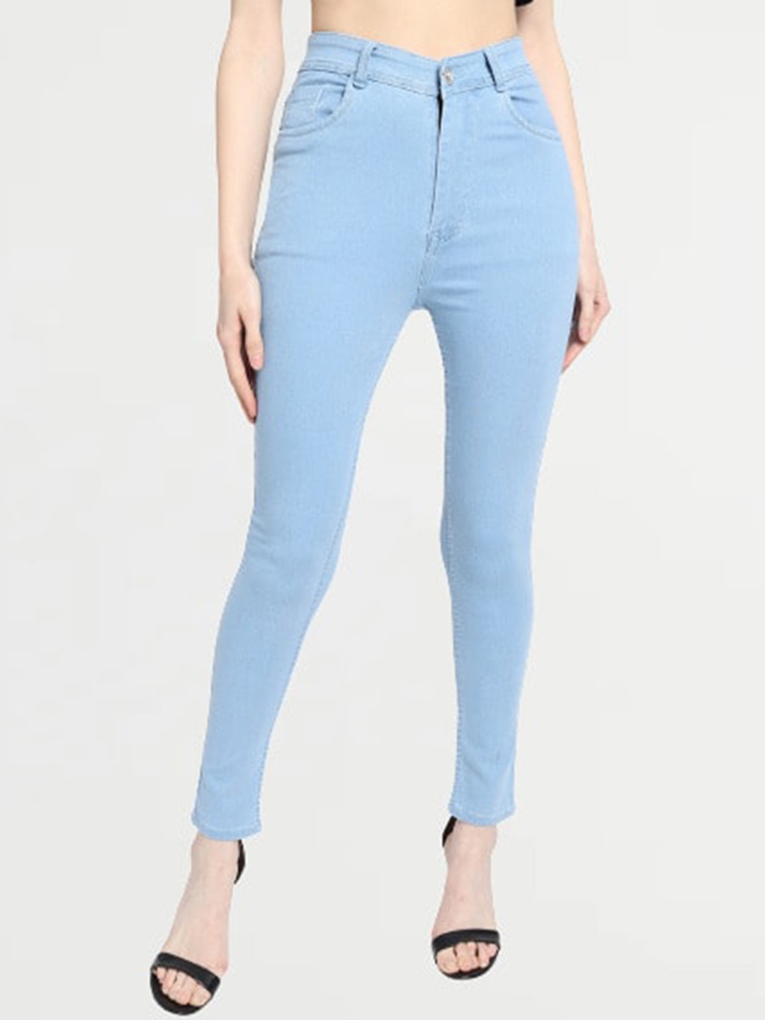 

TYFFYN Women Slim Fit High-Rise Light Shade Stretchable Jeans, Blue