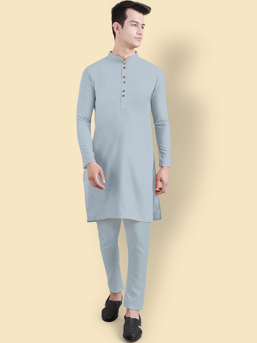 

Murta Trends Mandarin Collar Kurta With Pyjamas, Grey