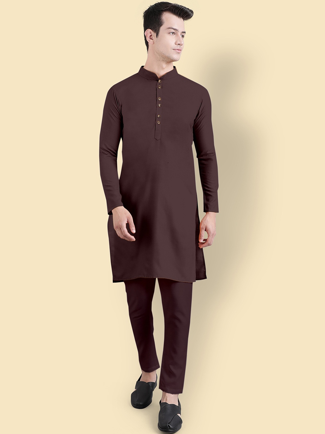

Murta Trends Regular Kurta with Pyjamas, Coffee brown