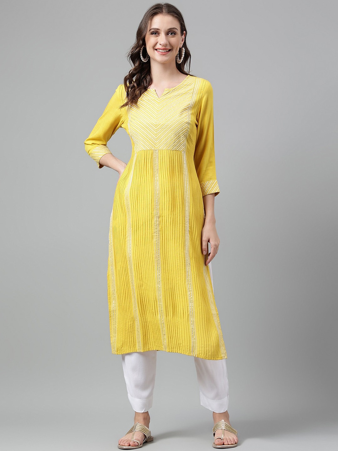 

Neemiya Yoke Design Gotta Patti Kurta, Yellow