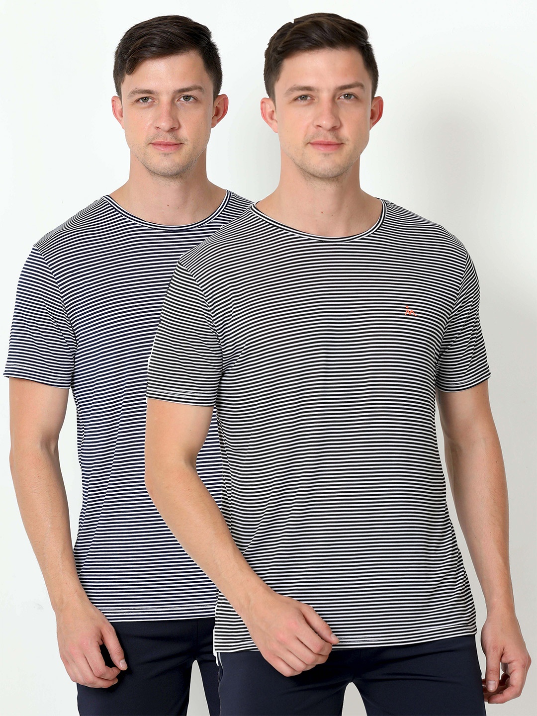 

Masculino Latino Men Pack Of 2 Striped Rapid-Dry T-shirt, Black