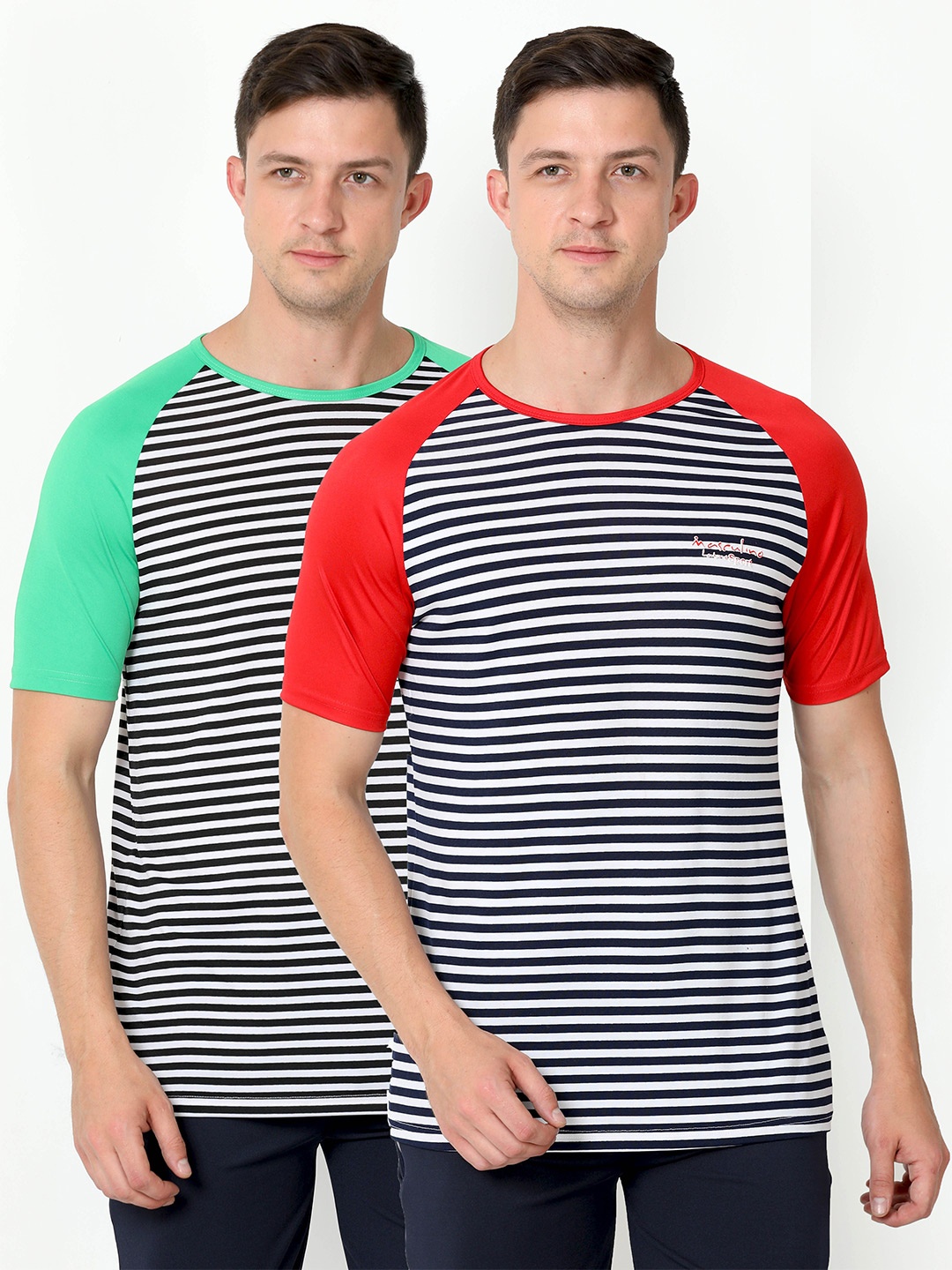 

Masculino Latino Pack Of 2 Striped Rapi-Dry T-shirt, White