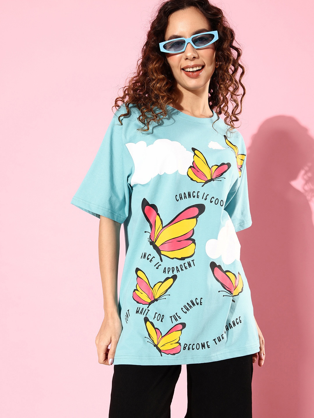 

Difference of Opinion Printed Loose Fit T-shirt, Blue