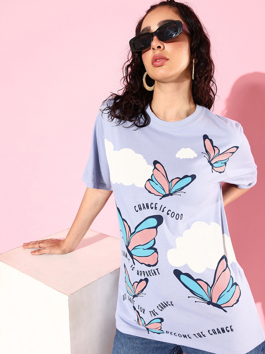 

Difference of Opinion Printed Loose Fit T-shirt, Lavender