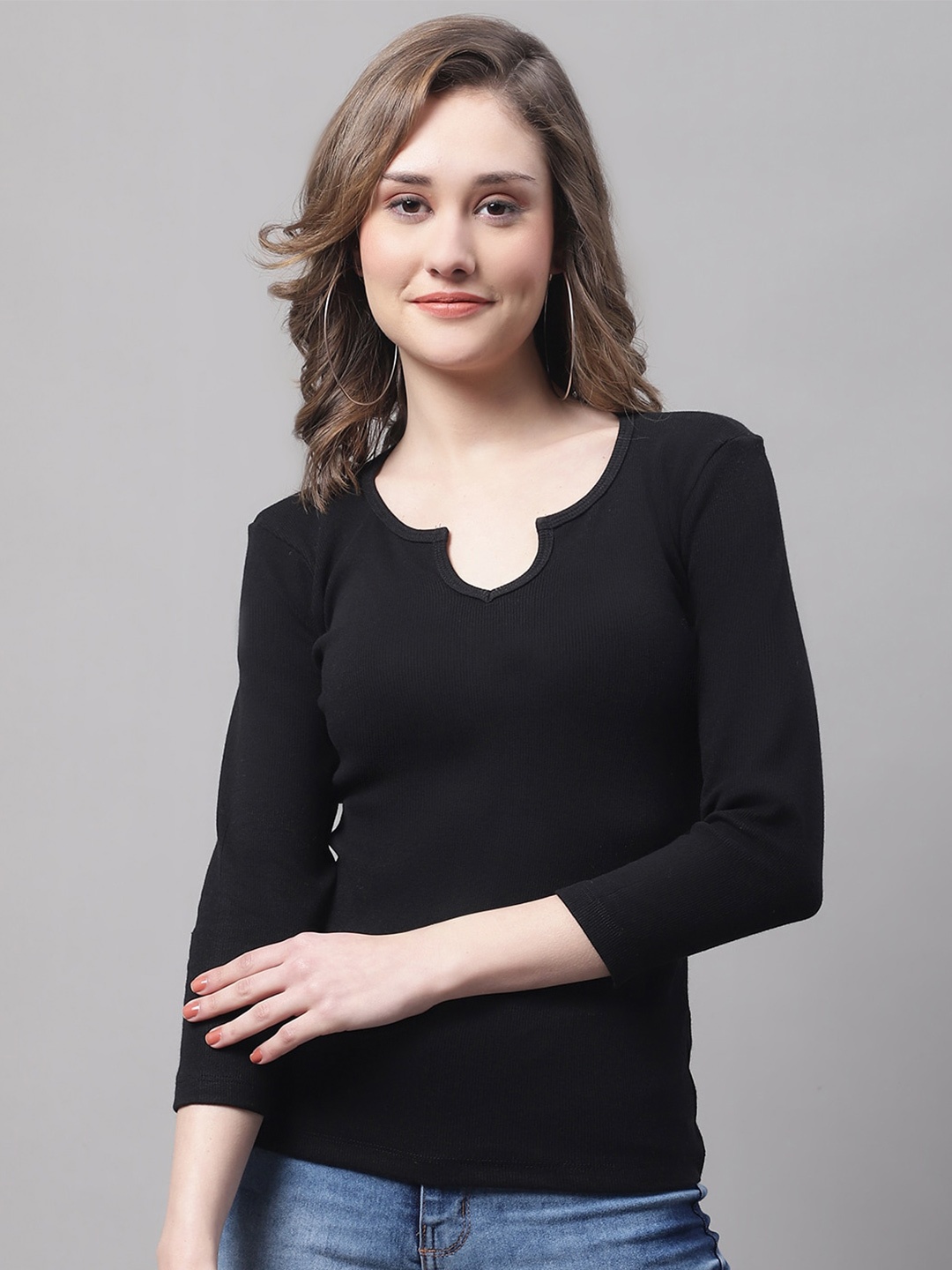 

FBAR Round Neck Cotton Top, Black