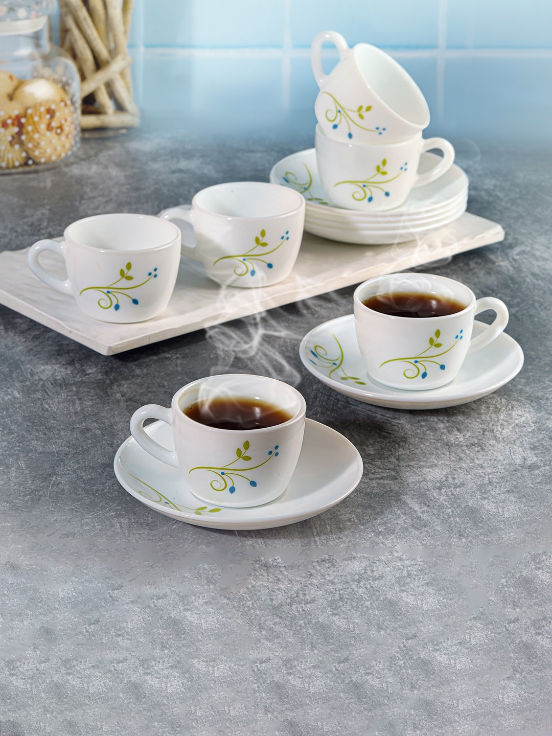

Cello 12-Pieces White Tropical Lagoon Queen Cups and Saucers 130ml