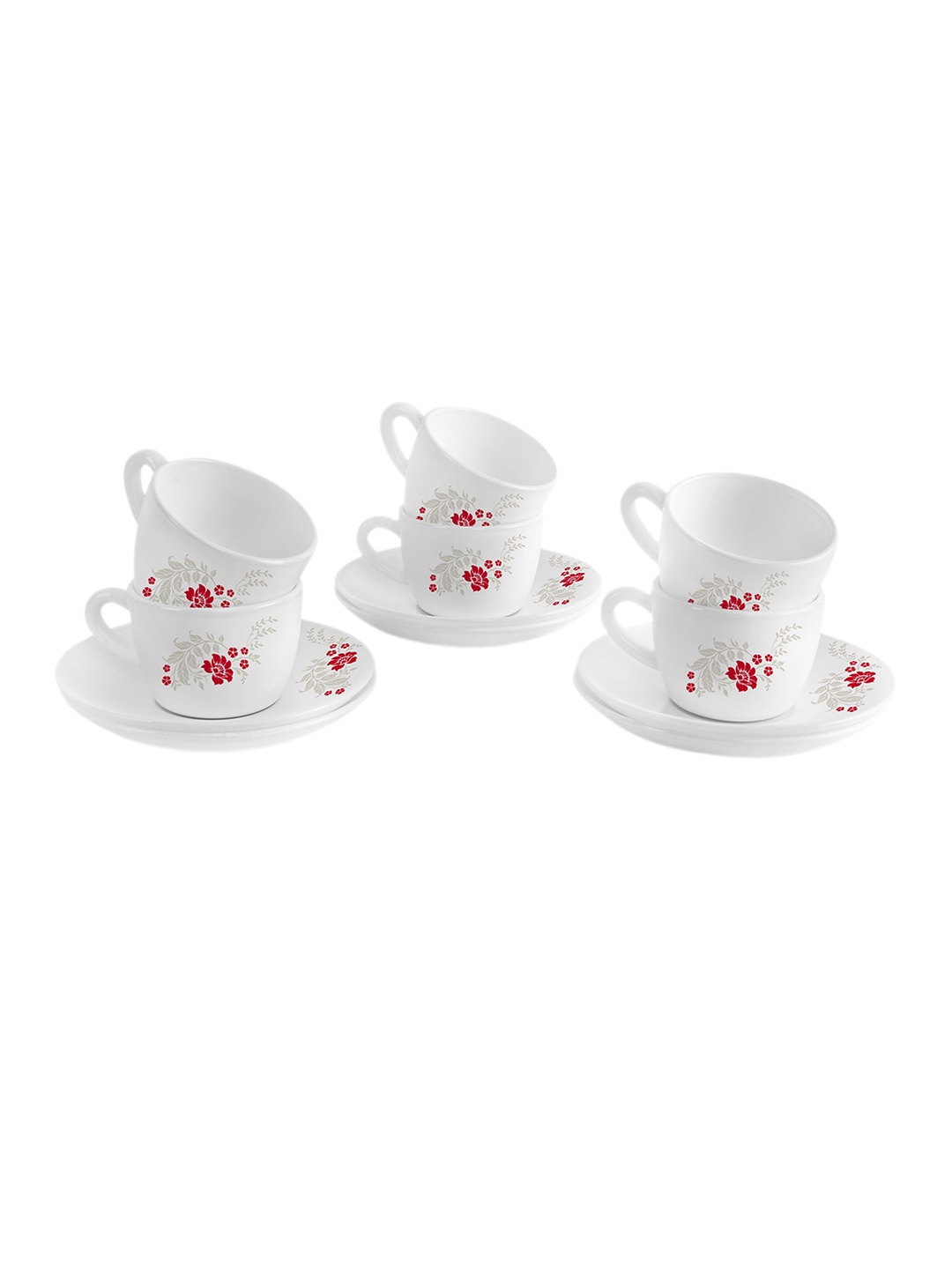 

Cello Scarlet Bliss 12-Pieces White Opalware Cup and Saucer Set