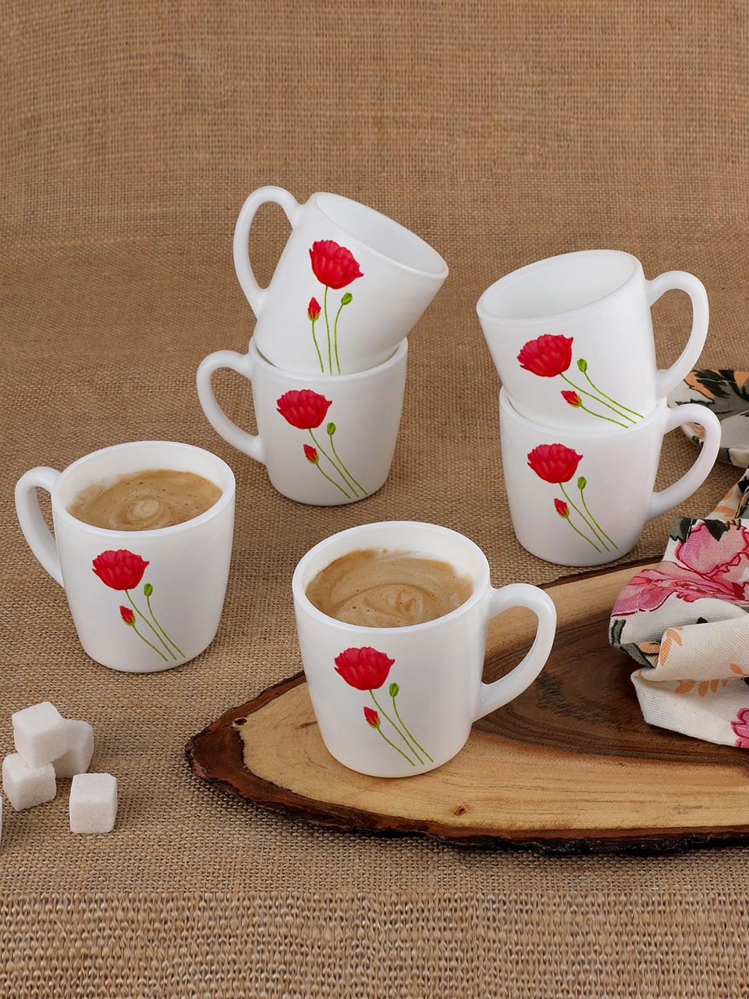 

Cello Poppy 6-Pieces White Opalware Coffee Mug 100ml
