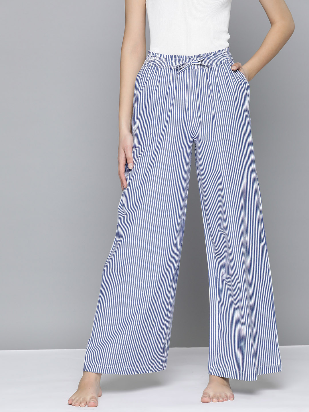 

Chemistry Pure Cotton Striped Relaxed Fit Lounge Pants, Blue