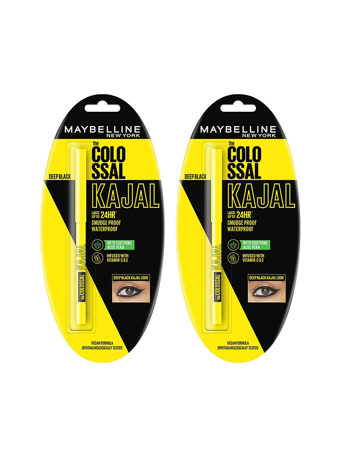 

Maybelline Set of 2 Smudge Proof Colossal Kajal with Aloe Vera- Deep Black