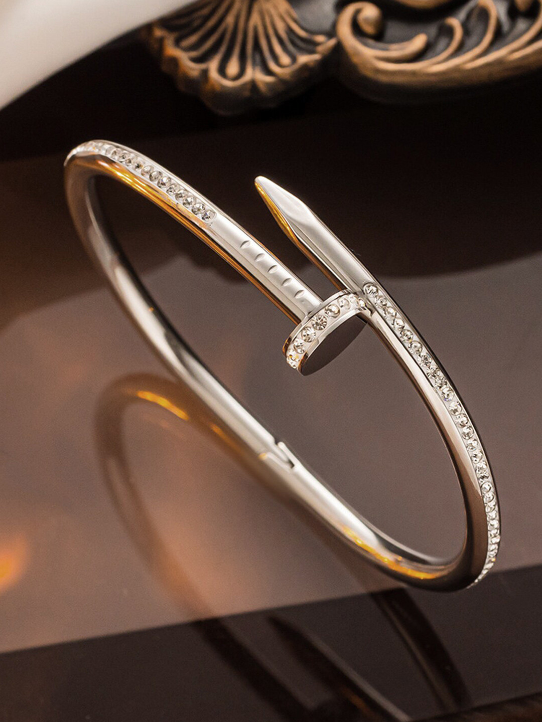 

Jewels Galaxy Silver-Plated Silver-Plated Cuff Bracelet
