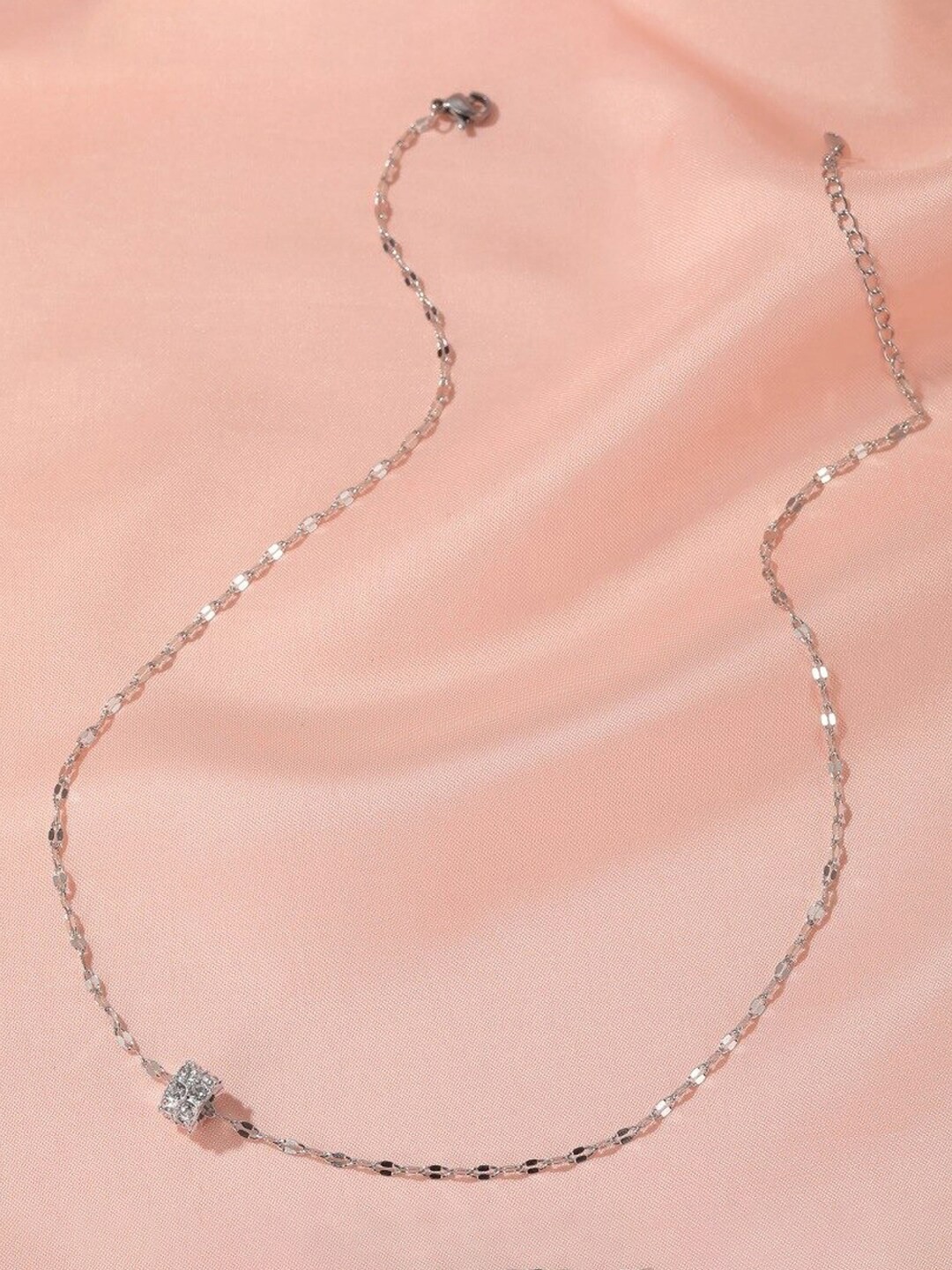 

Jewels Galaxy Silver-Plated AD-Studded & Circular-Charm Pendant With Chain