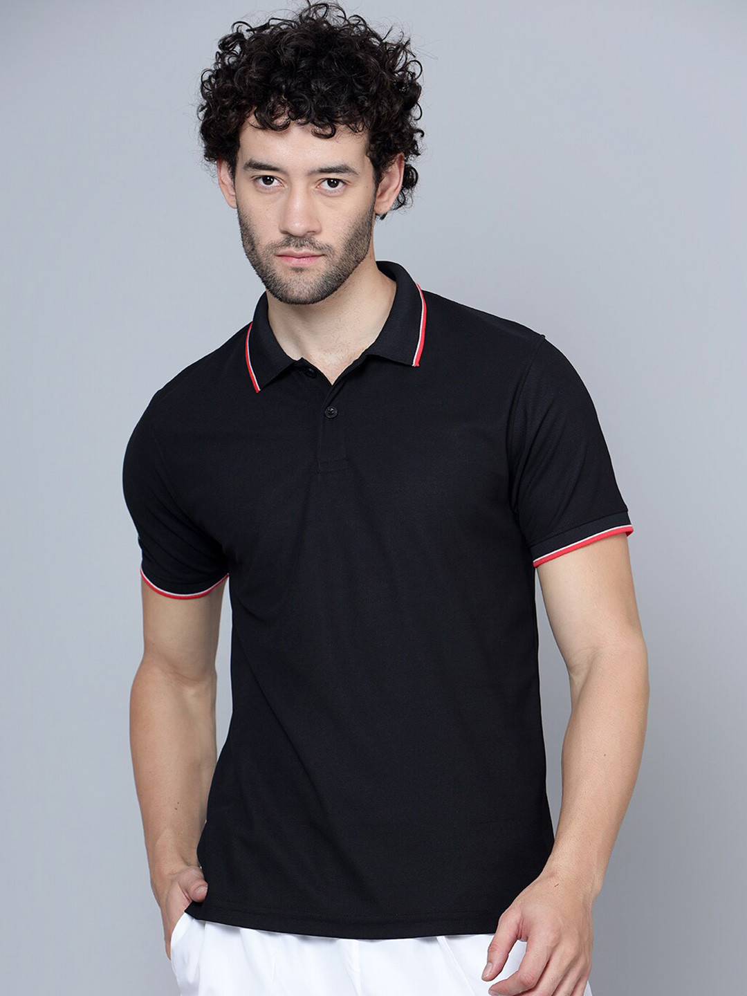 

Shiv Naresh Polo Collar Antimicrobial Cotton T-shirt, Black