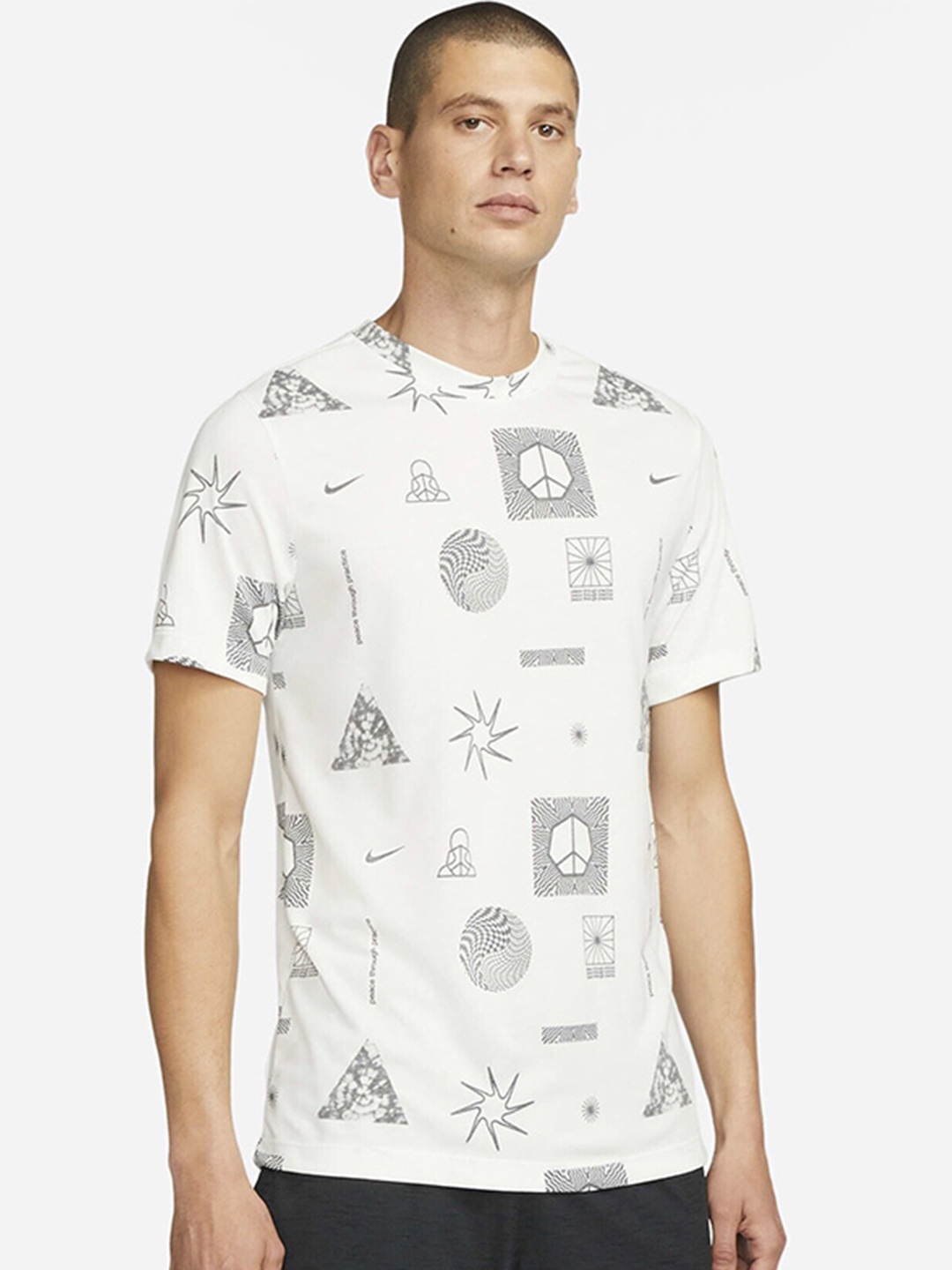 

Nike Yoga Dri-FIT Printed Short Sleeves T-shirt, White