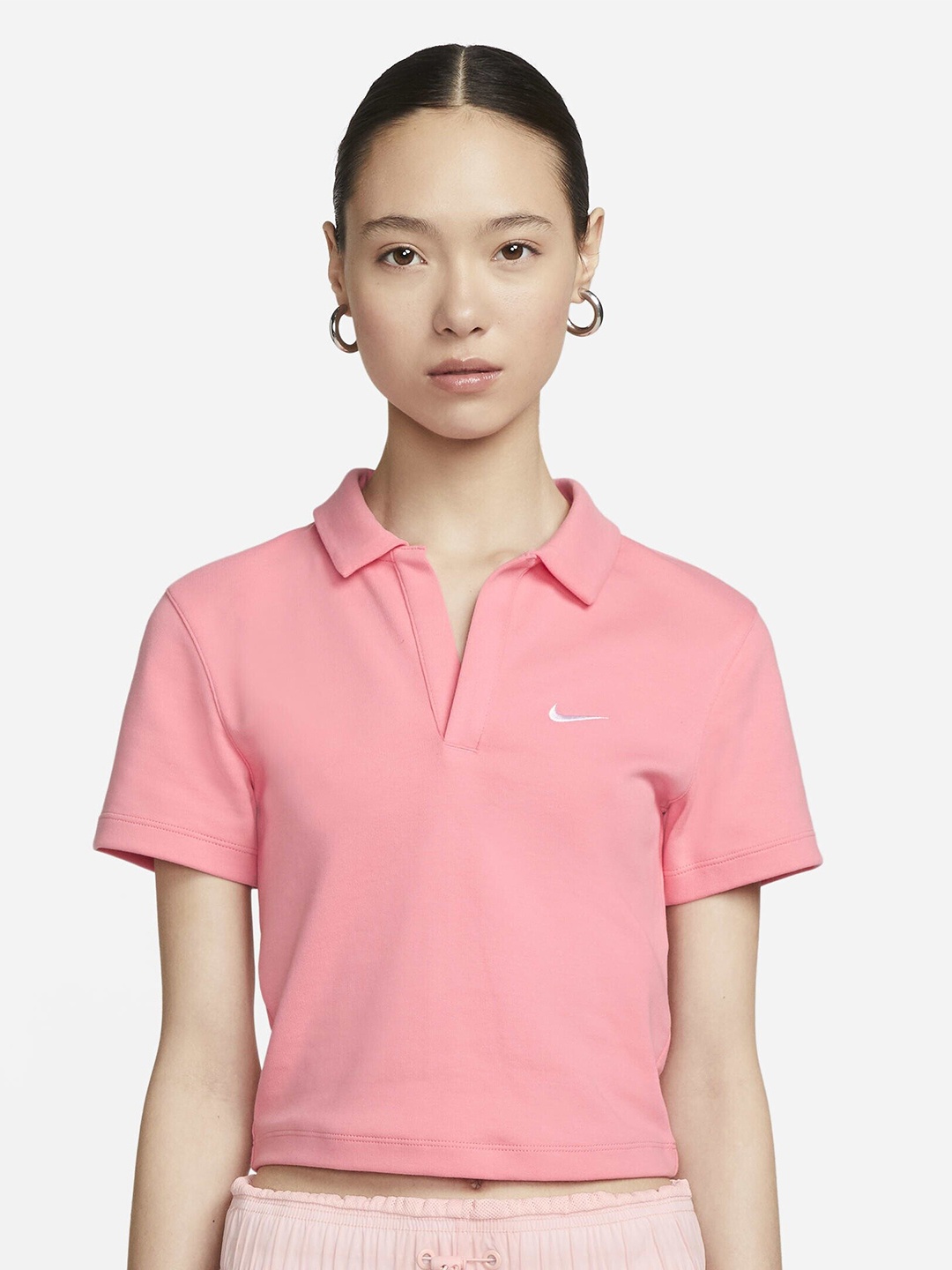 

Nike Sportswear Essential Brand Logo Printed Short-Sleeve Polo T-shirt, Pink