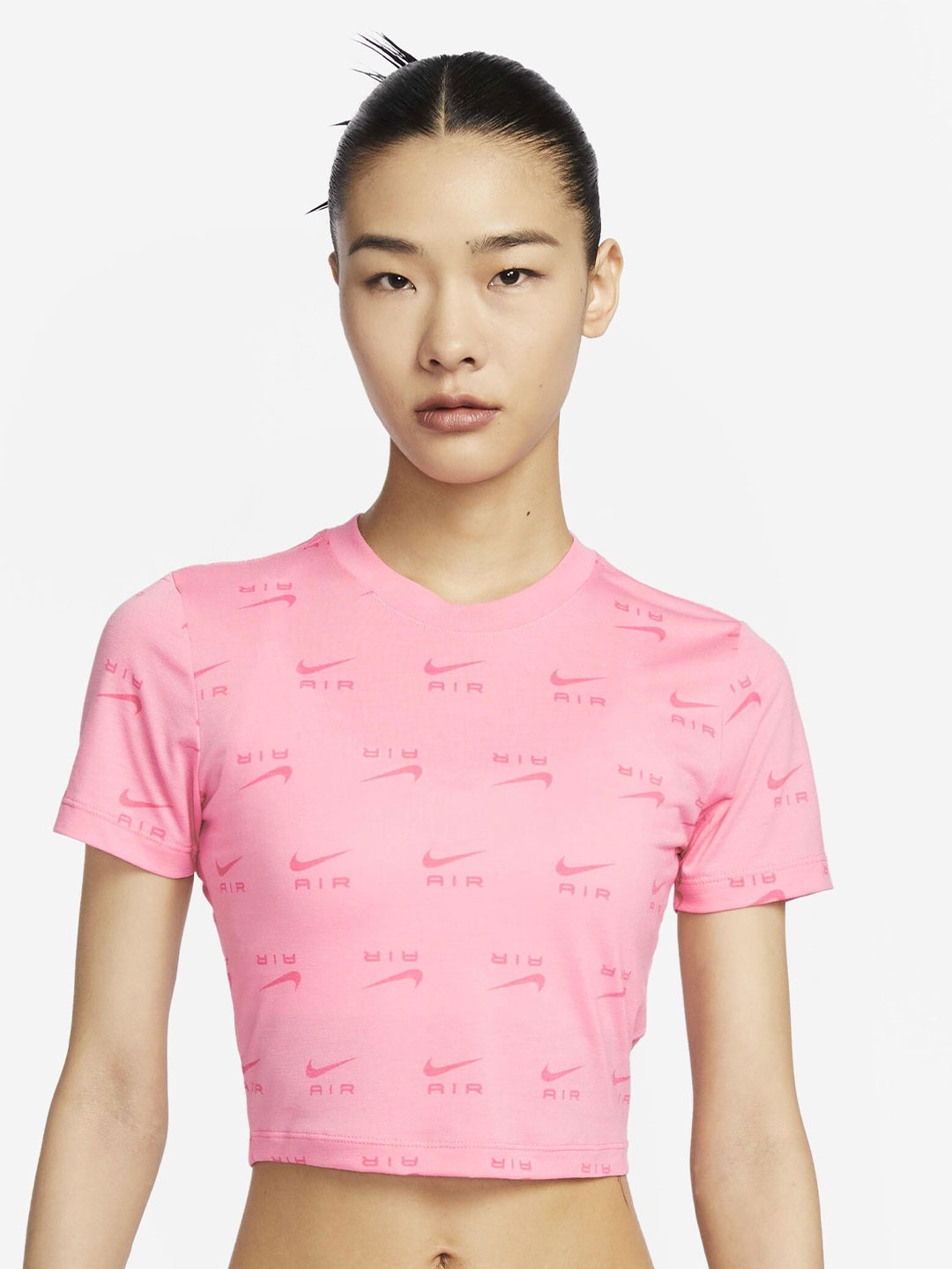 

Nike Air Slim-fit Printed Crop T-Shirt, Pink