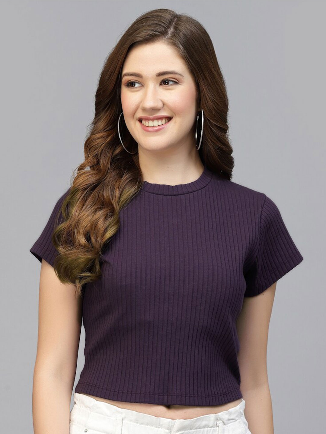 

Strong And Brave Women Odour Free Fitted Cotton Top, Purple