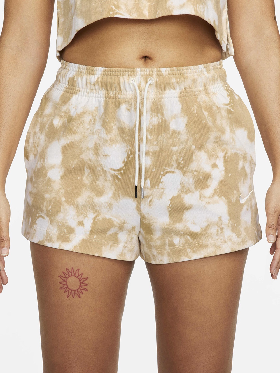 

Nike Women Sportswear Printed Cotton Jersey Wave-Dye Shorts, White