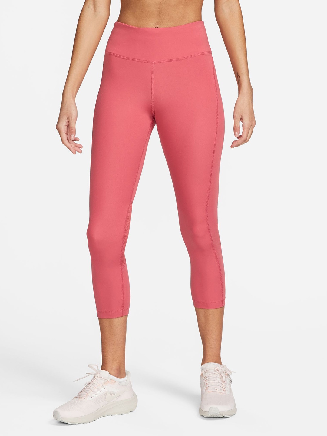 

Nike Women Solid Tight Fit Mid-Rise AS Dri-Fit Fast Crop Running Tights, Red