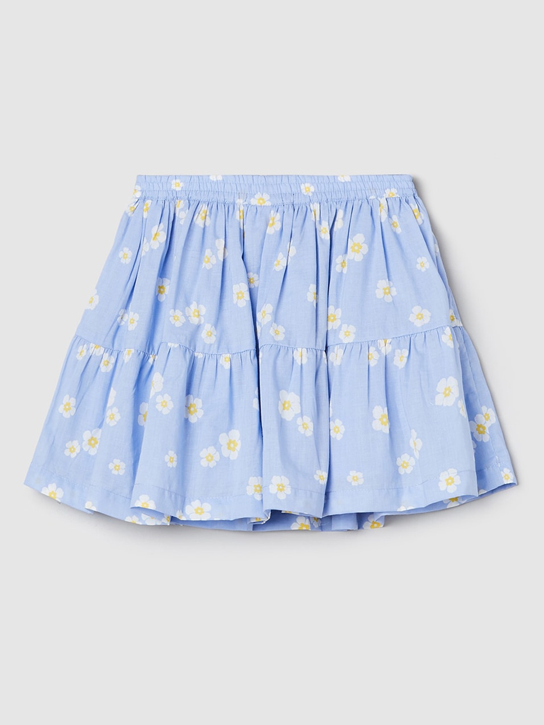 

max Girls Floral Printed Pure Cotton Flared Mini Skirt, Blue