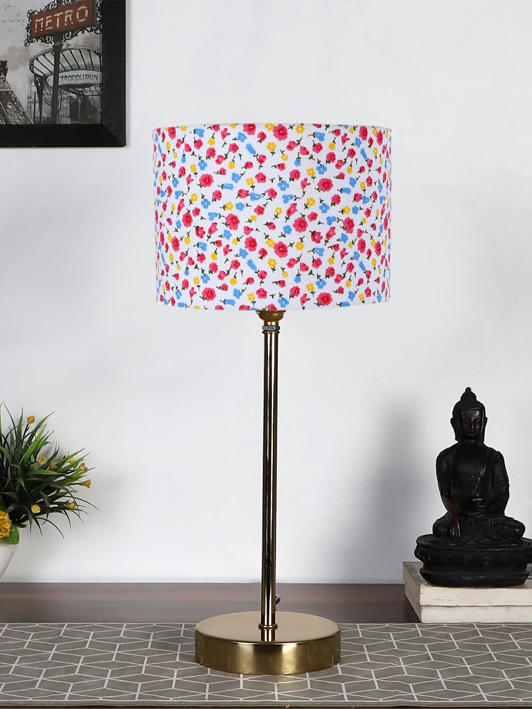 

Devansh White & Red Printed Cotton Shade Table Lamp