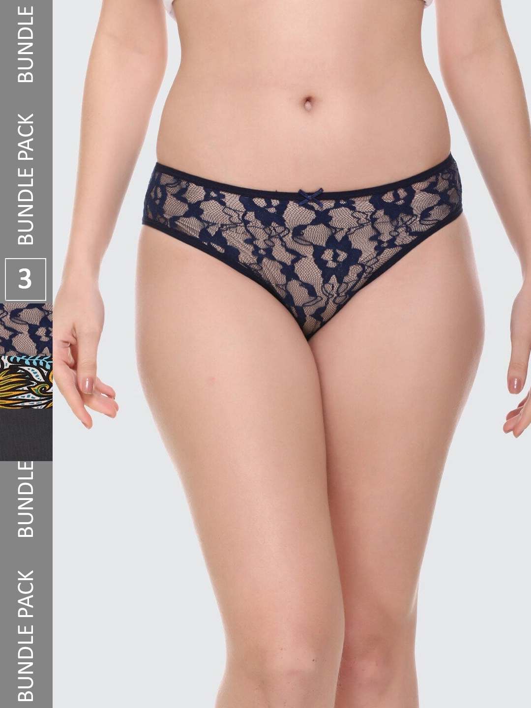 

Skidlers Women Pack Of 3 Mid-Rise Cotton Hipster Briefs, Black
