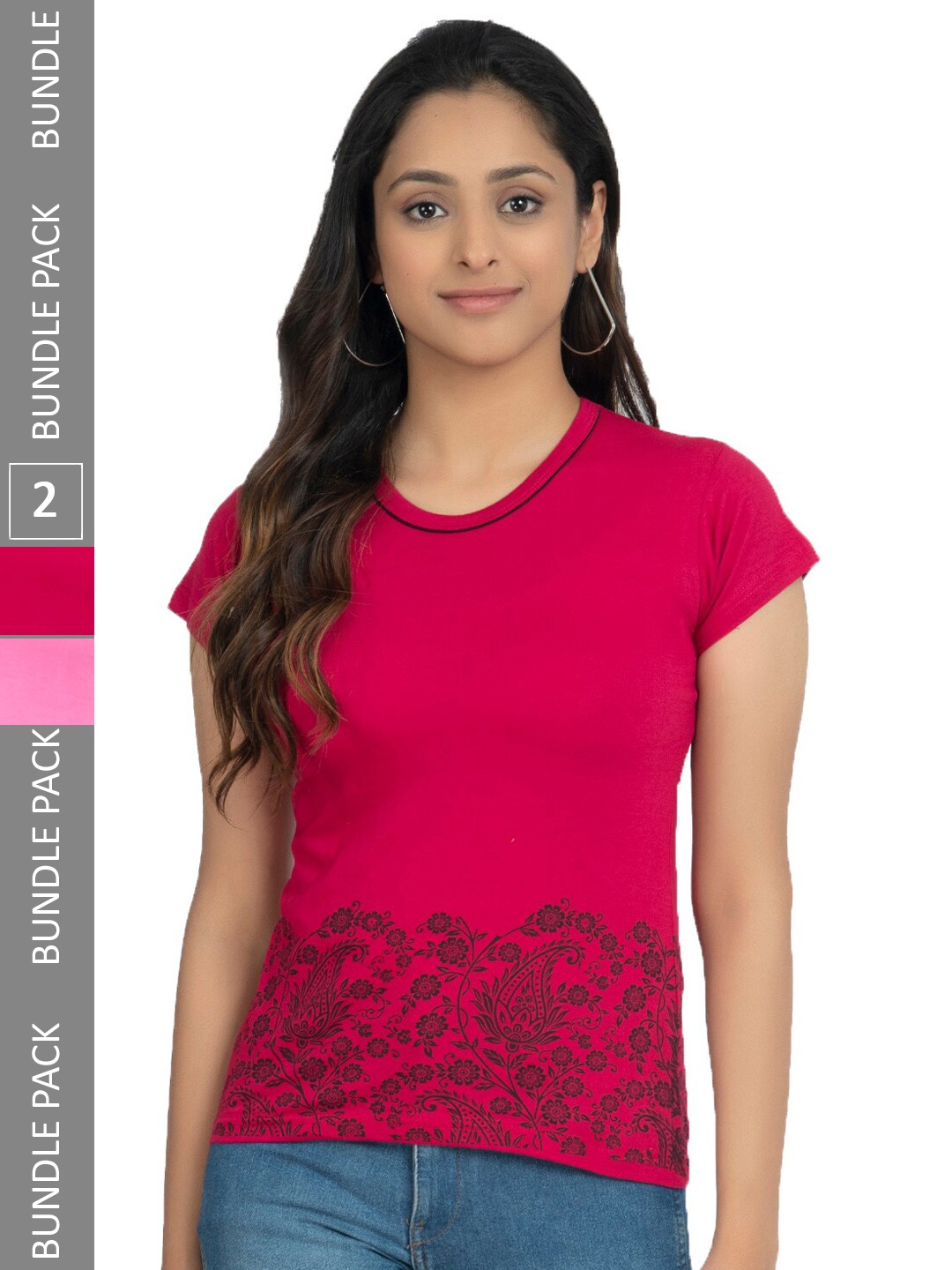

IndiWeaves Pack Of 2 Printed Pure Cotton T-shirt, Red