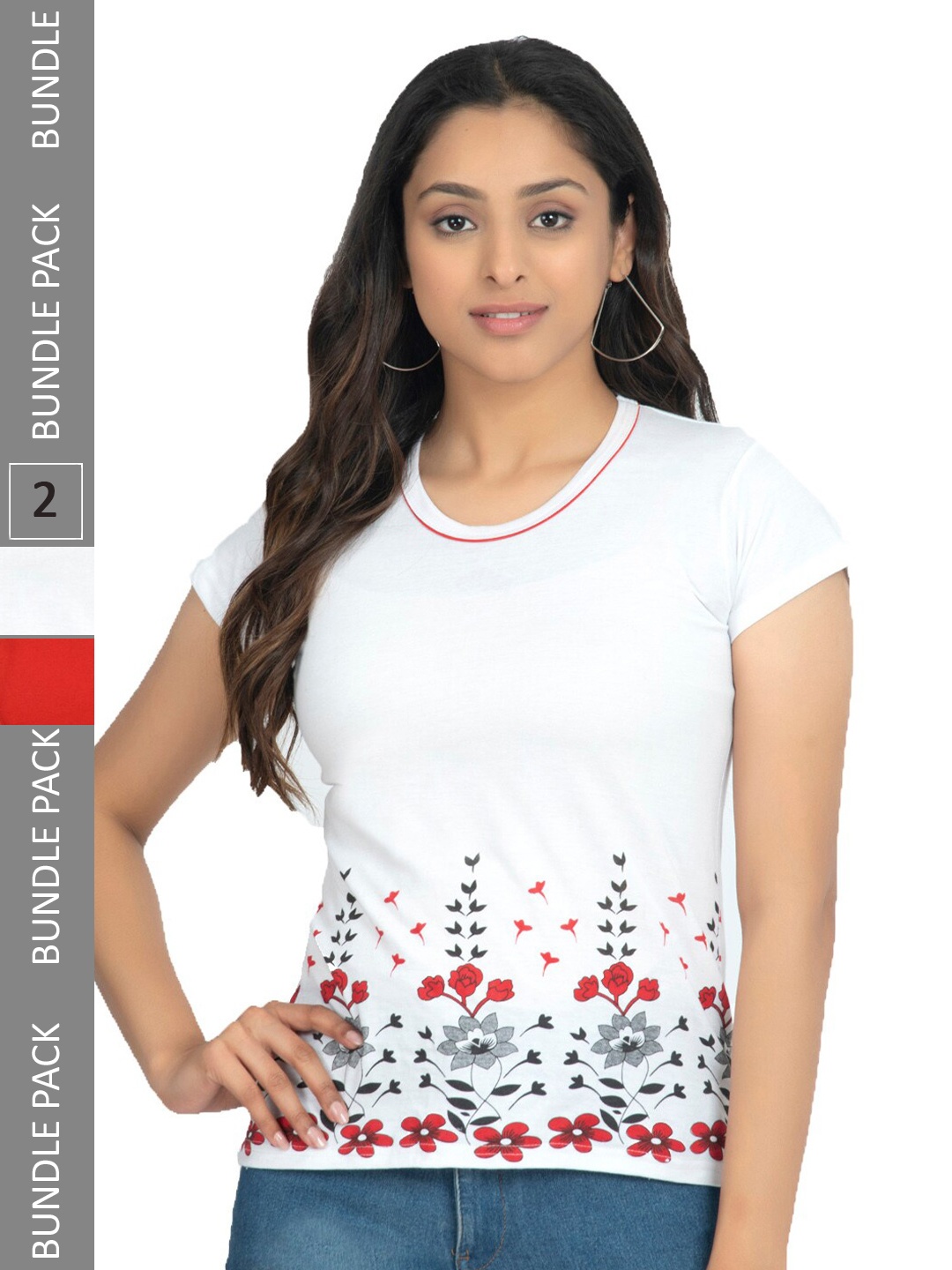 

IndiWeaves Pack Of 2 Printed Pure Cotton T-shirts, White