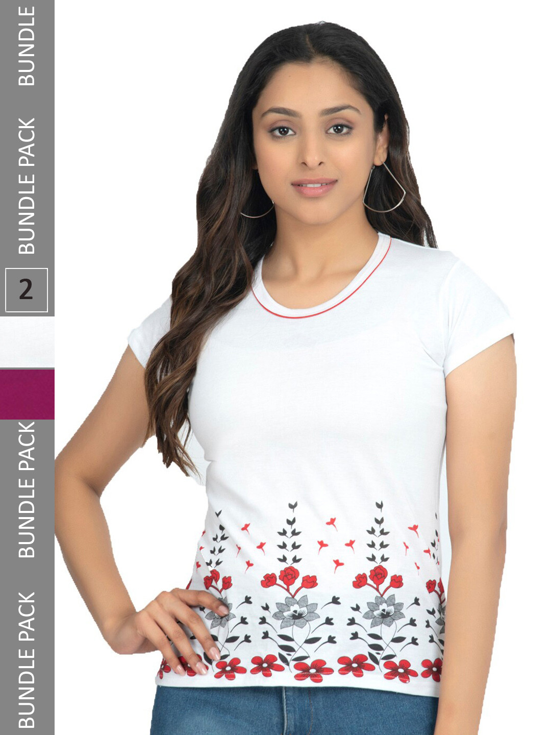 

IndiWeaves Pack Of 2 Printed Pure Cotton T-shirts, White