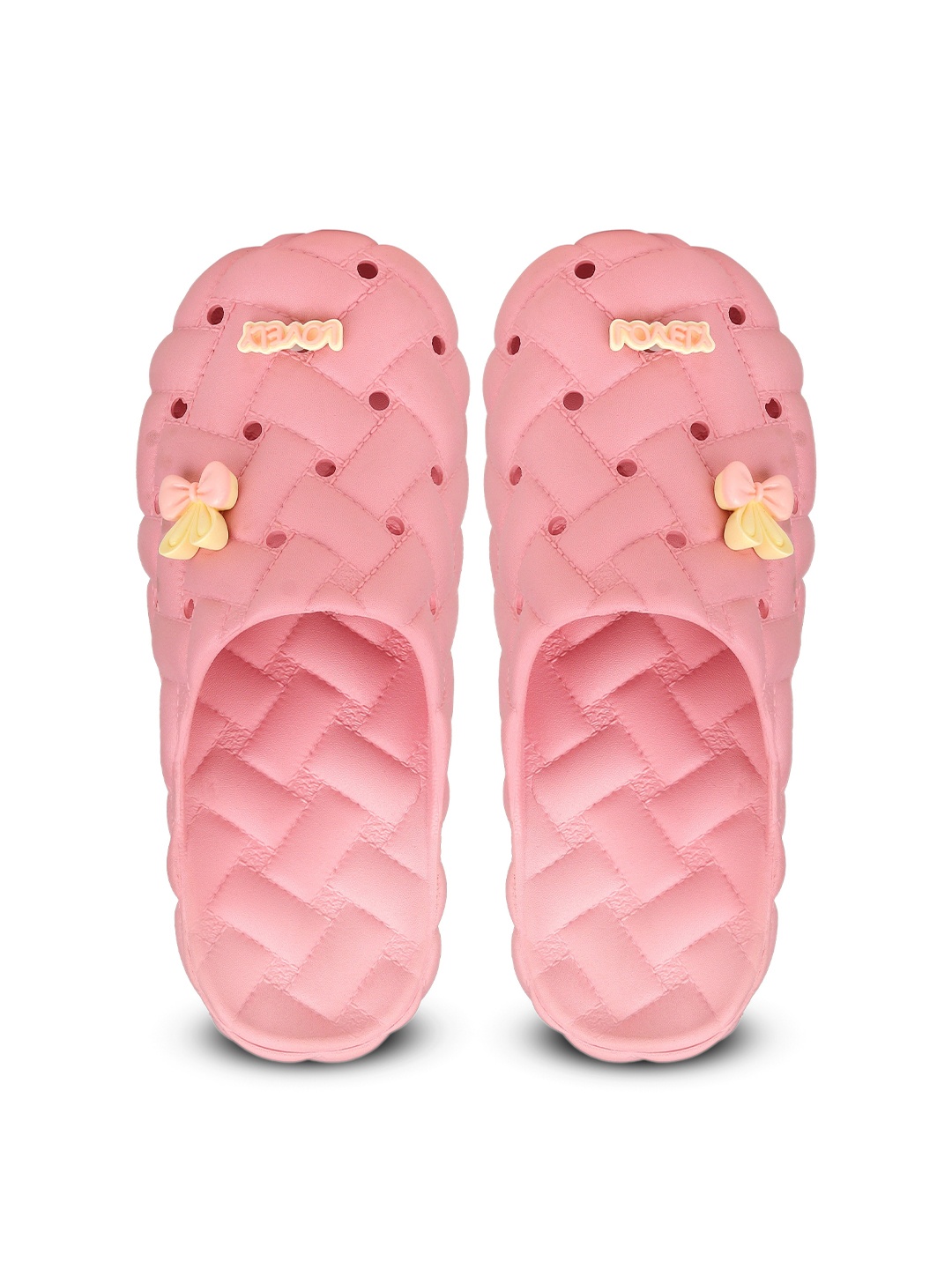 

CASSIEY Bow & Love Applique Breathable Rubber Slip - On, Pink