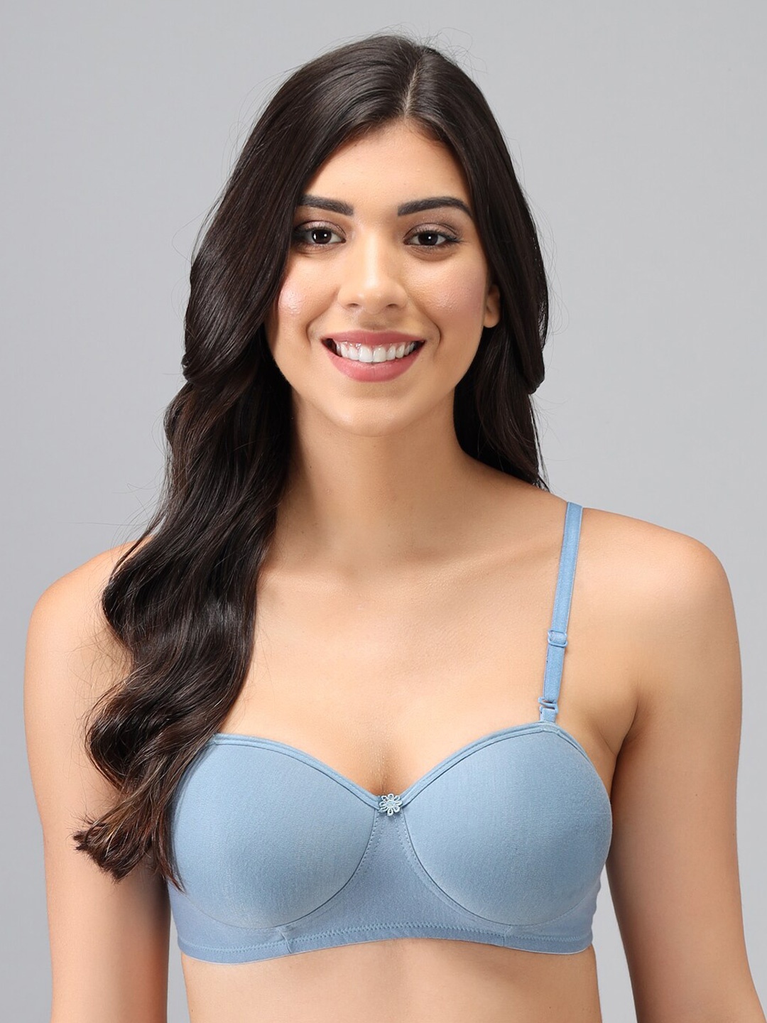 

Imsa Moda Half Coverage Lightly Padded All Day Comfort Seamless Everyday Bra, Blue