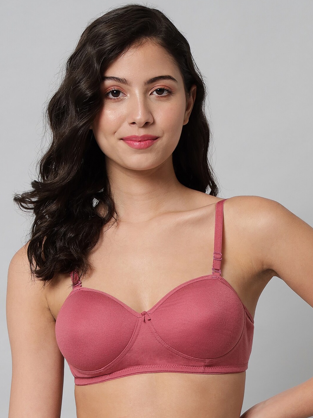 

Imsa Moda Half Coverage Lightly Padded All Day Comfort Seamless Everyday Bra, Coral
