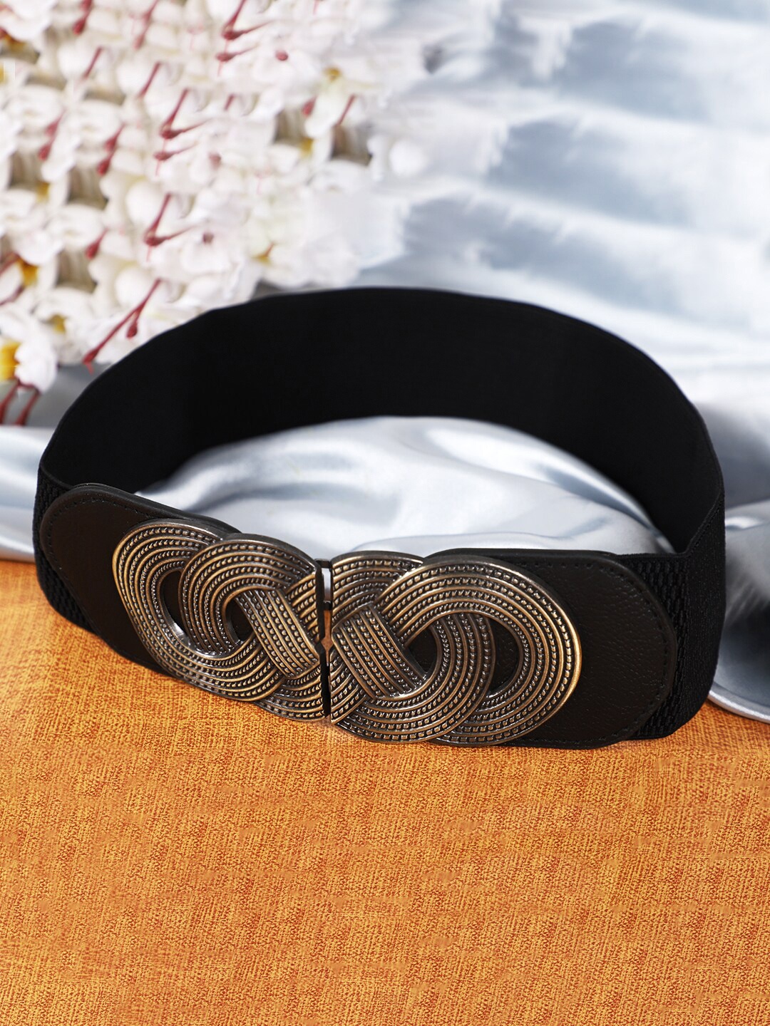 

DressBerry Women Black Textured Stretchable Belt