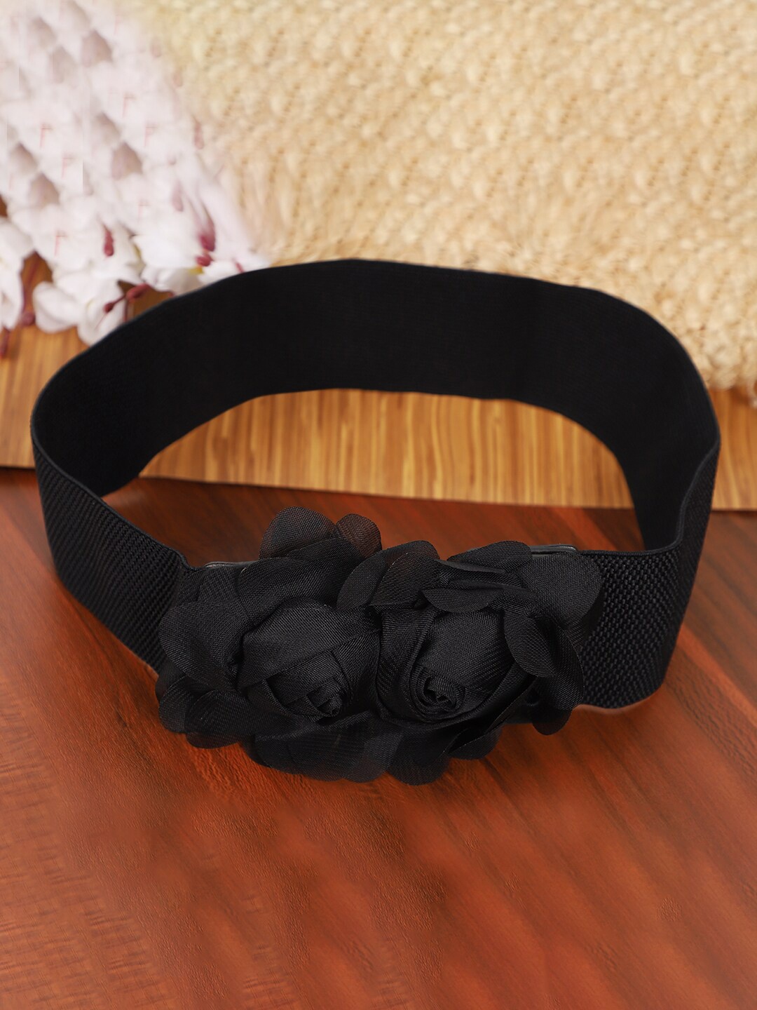 

DressBerry Women Black Textured Stretchable Wide Belt